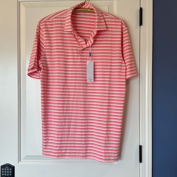 Southern Tide Other - Southern Tide Pink Striped Polo Shirt Quick Dry UV Protection Mens Size L NWT